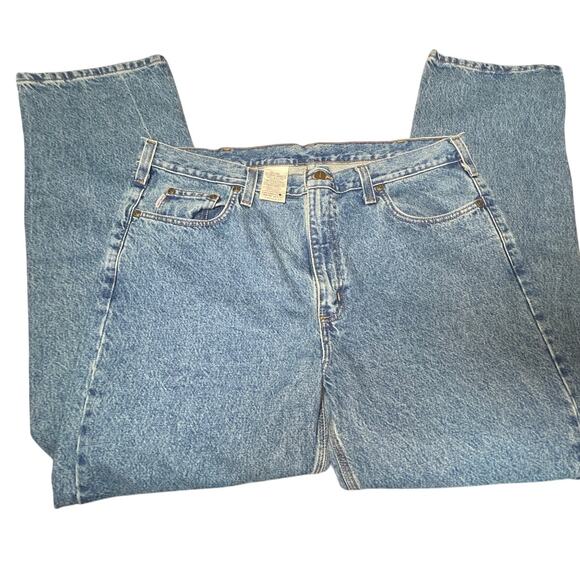 Carhartt USA Made Blue Denim‎ Jeans 40x34 NWT Straight Leg Workwear Vintage - Picture 2 of 14